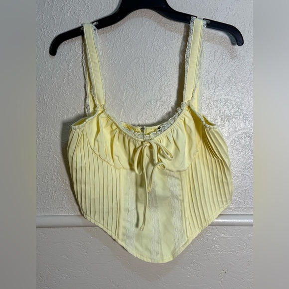 Pretty Little Thing Yellow Corset Tank Peasant cottage Top Cosplay Petite 10 NWT - Picture 2 of 7